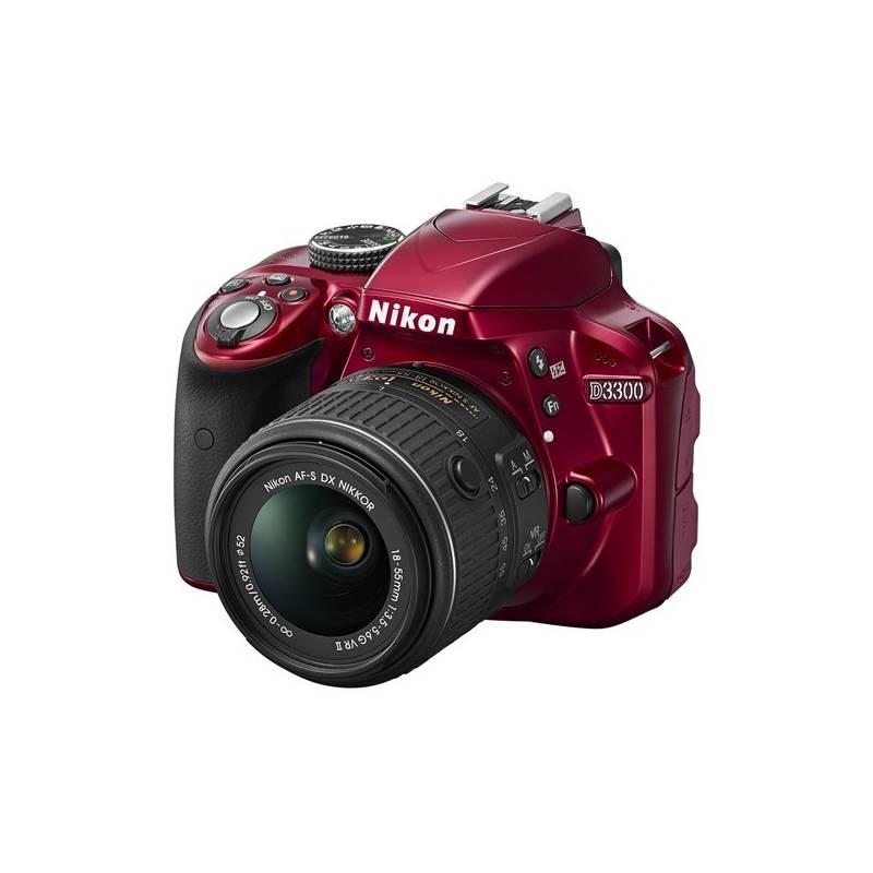 Digitální fotoaparát Nikon D3300 + 18-55 AF-S DX VR II červený, digitální, fotoaparát, nikon, d3300, 18-55, af-s, červený
