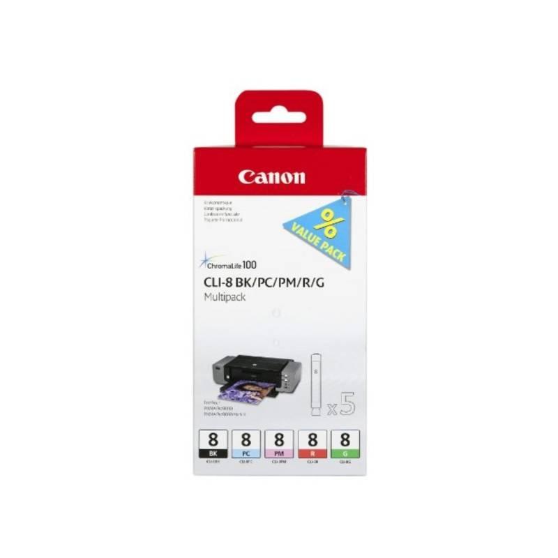 Inkoustová náplň Canon CLI-8 Bk/PC/PM/R/G (0620B027) černá/červená/modrá/žlutá, inkoustová, náplň, canon, cli-8, 0620b027, černá, červená, modrá, žlutá