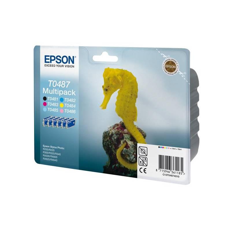 Inkoustová náplň Epson T0487, 6x 13ml (C13T04874010) černá/červená/modrá/žlutá, inkoustová, náplň, epson, t0487, 13ml, c13t04874010, černá, červená, modrá, žlutá