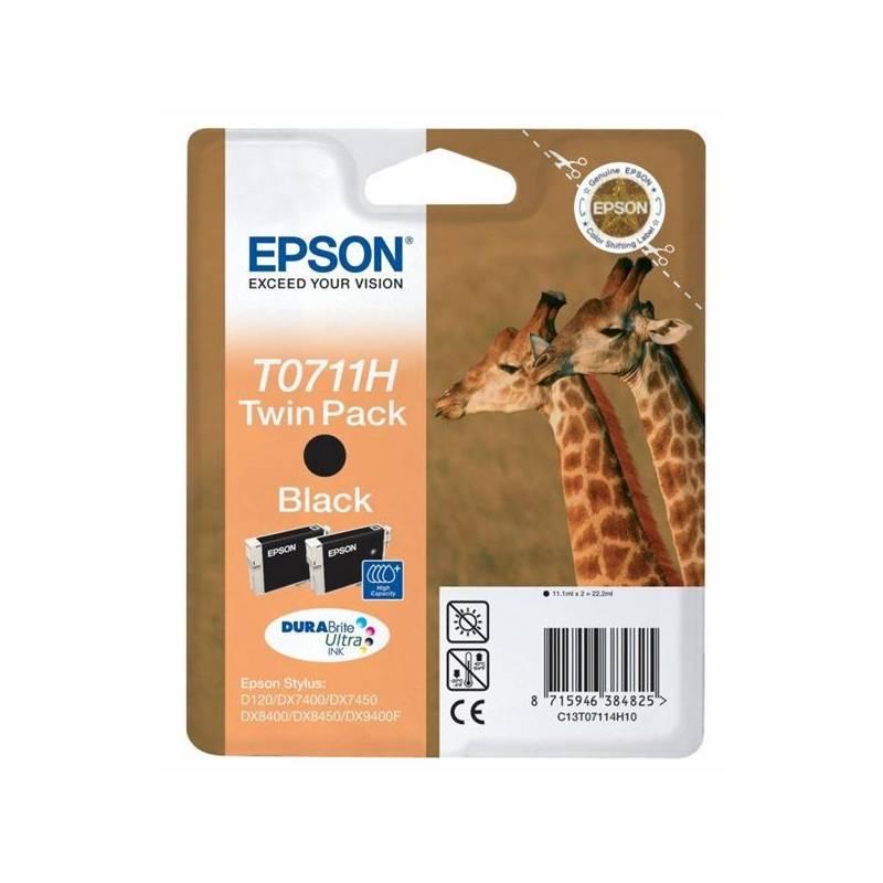 Inkoustová náplň Epson T0711, 2x 11ml (C13T07114H10) černá, inkoustová, náplň, epson, t0711, 11ml, c13t07114h10, černá