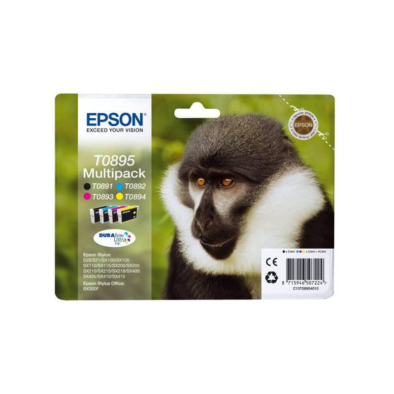 Inkoustová náplň Epson T0895, 5,8ml (C13T08954010) černá/červená/modrá/žlutá, inkoustová, náplň, epson, t0895, 8ml, c13t08954010, černá, červená, modrá, žlutá