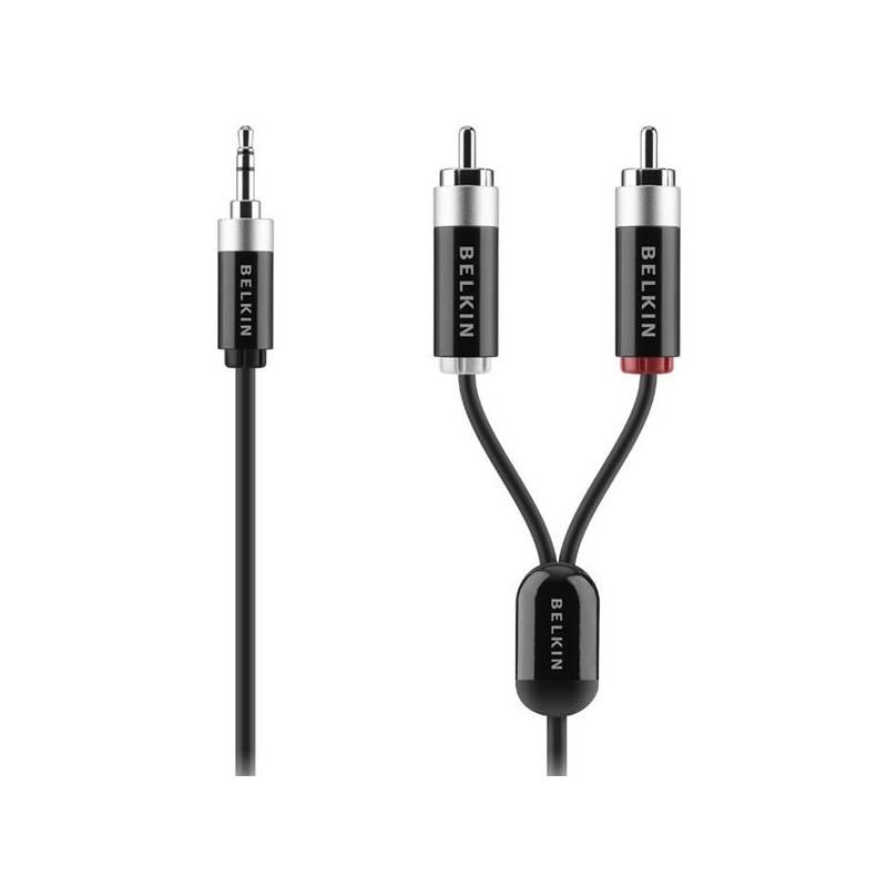 Kabel Belkin Audio Jack 3.5mm - 2RCA ProAV1000, 2m (AV10066qp2M) černý, kabel, belkin, audio, jack, 5mm, 2rca, proav1000, av10066qp2m, černý