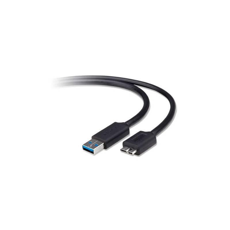 Kabel Belkin USB 3.0 A - MicroB, 1.8m (F3U166cp1.8M) černý, kabel, belkin, usb, microb, f3u166cp1, černý