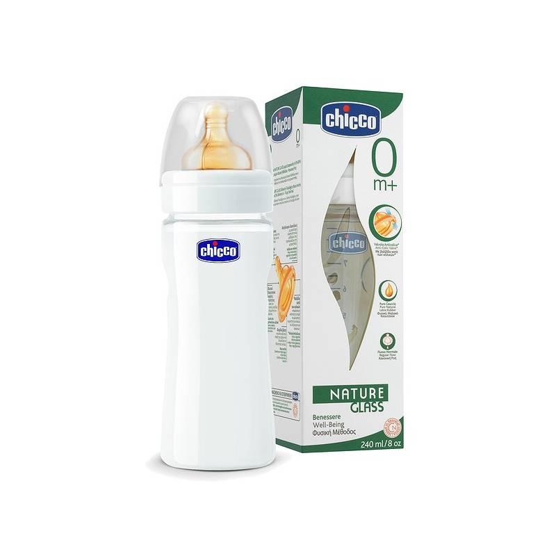 Kojenecká láhev Chicco sklo 240 ml, kauč.d., 0+, kojenecká, láhev, chicco, sklo, 240, kauč