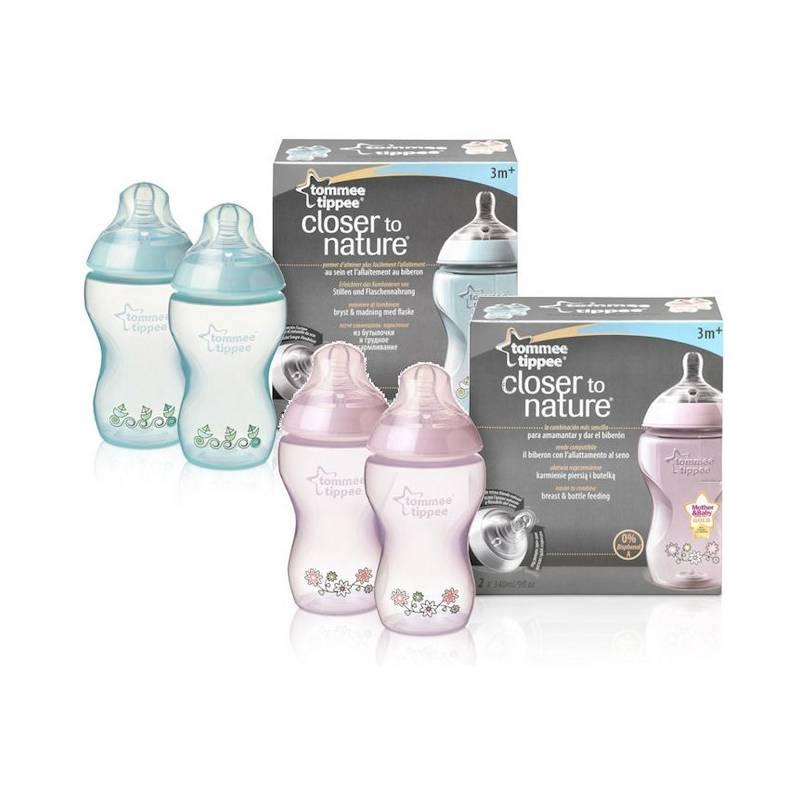 Kojenecká láhev Tommee Tippee s obrázky C2N, 2ks, 340ml, 3+m-modrá, kojenecká, láhev, tommee, tippee, obrázky, c2n, 2ks, 340ml, m-modrá