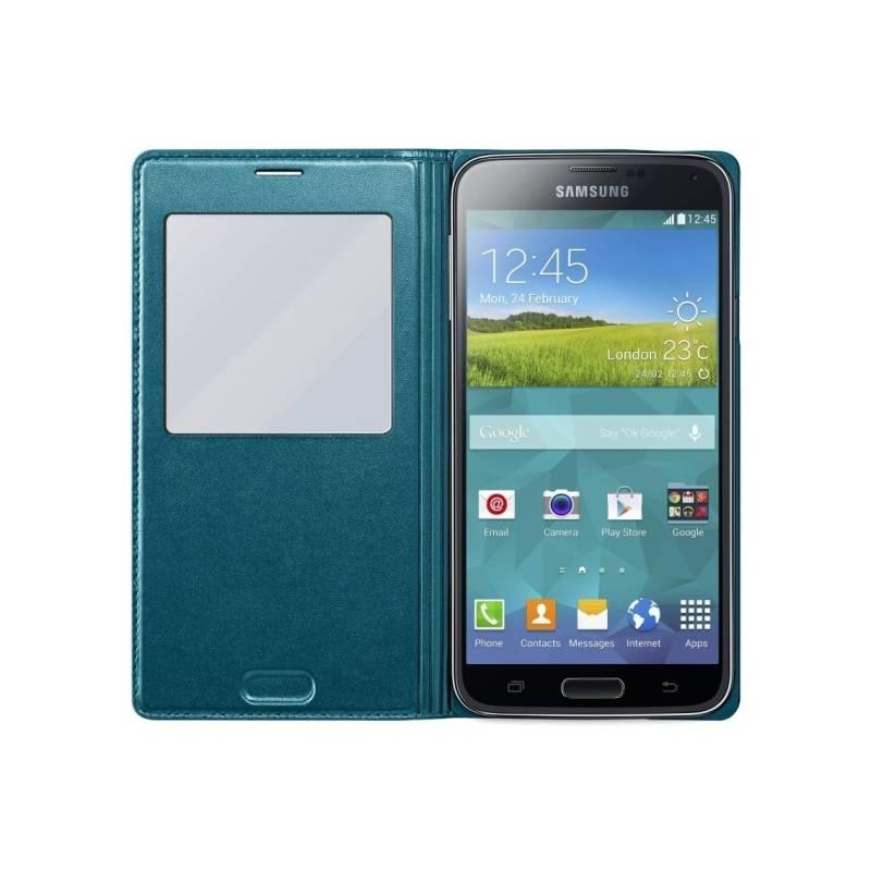 Kryt na mobil Samsung EF-CG900BG flip S-View pro Galaxy S5 (SM-G900) - topaz (EF-CG900BGEGWW), kryt, mobil, samsung, ef-cg900bg, flip, s-view, pro, galaxy, sm-g900