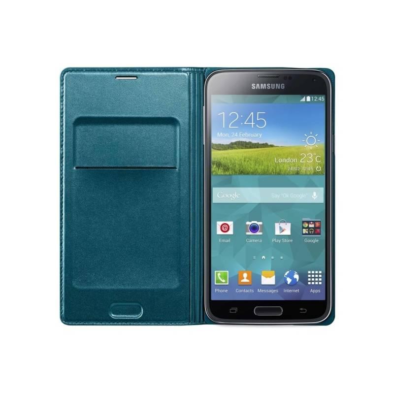 Kryt na mobil Samsung EF-WG900BG flip s kapsou pro Galaxy S5 (SM-G900) - topaz (EF-WG900BGEGWW), kryt, mobil, samsung, ef-wg900bg, flip, kapsou, pro, galaxy, sm-g900