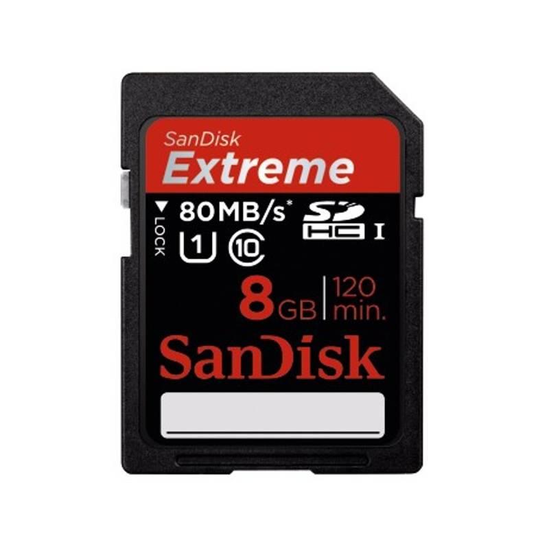 Paměťová karta Sandisk Extreme SDHC 8GB, class 10, UHS 1 (123812), paměťová, karta, sandisk, extreme, sdhc, 8gb, class, uhs, 123812