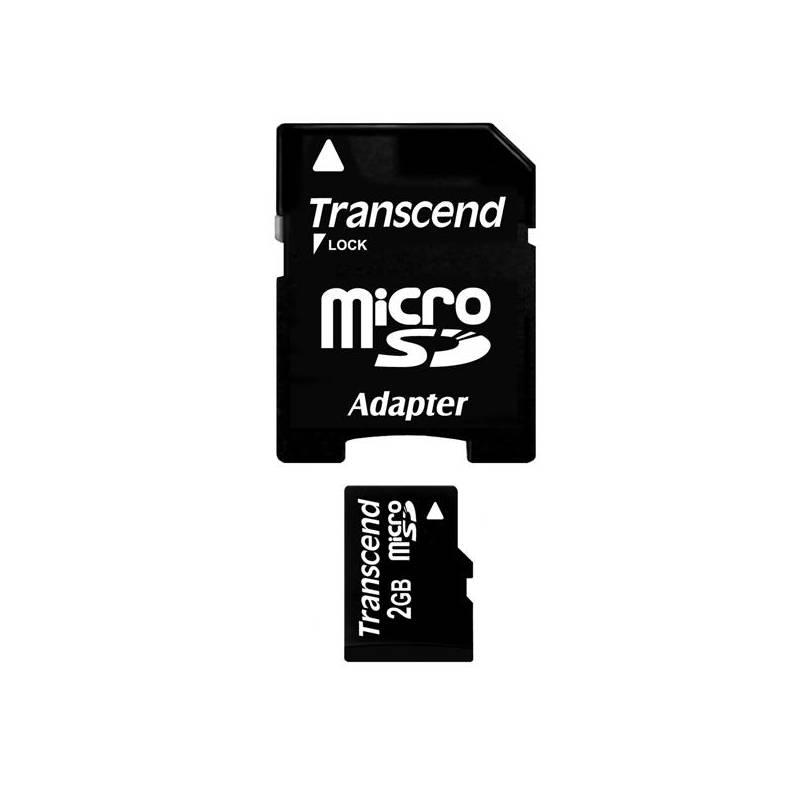 Paměťová karta Transcend Micro SD 2GB + adapter (TS2GUSD) černá, paměťová, karta, transcend, micro, 2gb, adapter, ts2gusd, černá