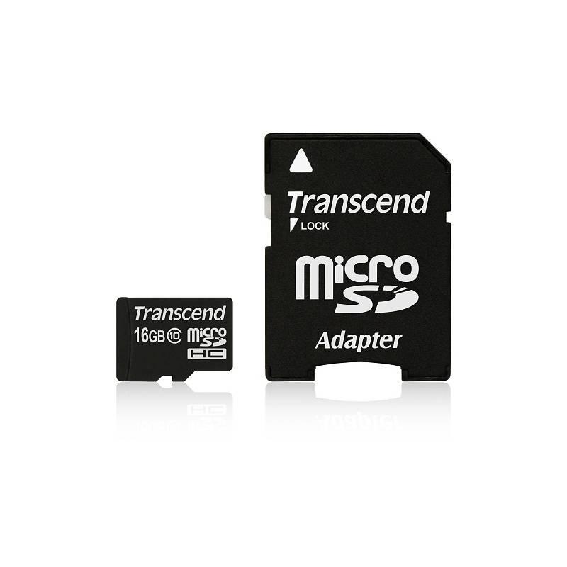 Paměťová karta Transcend MicroSDHC 16GB Class10 + adapter (TS16GUSDHC10), paměťová, karta, transcend, microsdhc, 16gb, class10, adapter, ts16gusdhc10