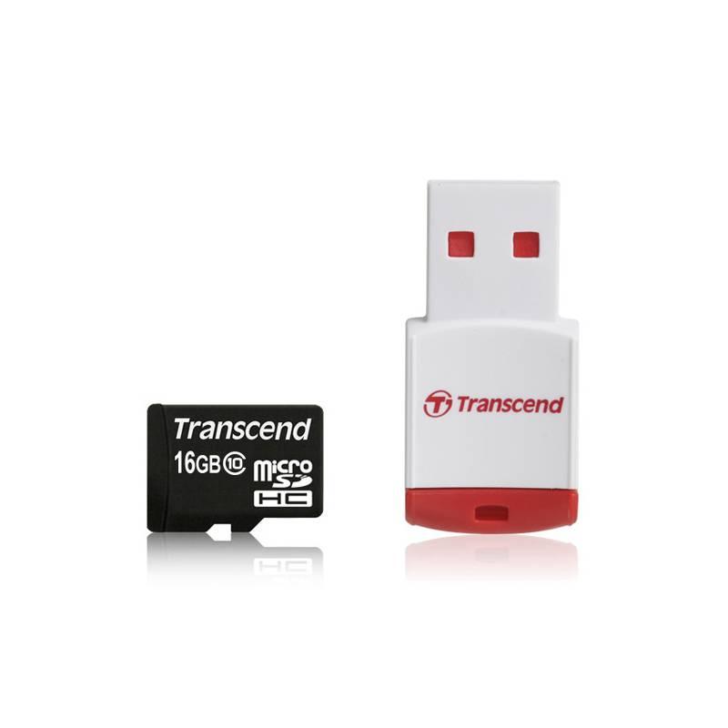 Paměťová karta Transcend MicroSDHC 16GB Class10 + USB reader (TS16GUSDHC10-P3), paměťová, karta, transcend, microsdhc, 16gb, class10, usb, reader, ts16gusdhc10-p3