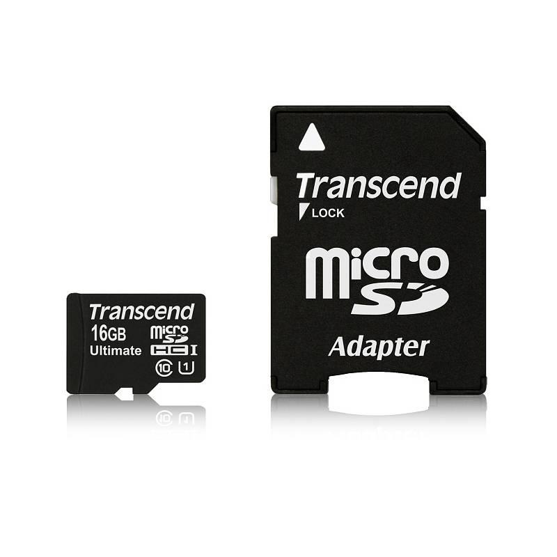 Paměťová karta Transcend MicroSDHC Ultimate 16GB Class 10 UHS-1 U1 + adapter (TS16GUSDHC10U1), paměťová, karta, transcend, microsdhc, ultimate, 16gb, class, uhs-1