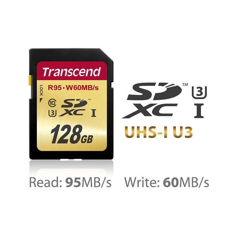 Paměťová karta Transcend SDXC Ultimate 128GB Class 10 UHS-1 U3 (TS128GSDU3), paměťová, karta, transcend, sdxc, ultimate, 128gb, class, uhs-1, ts128gsdu3