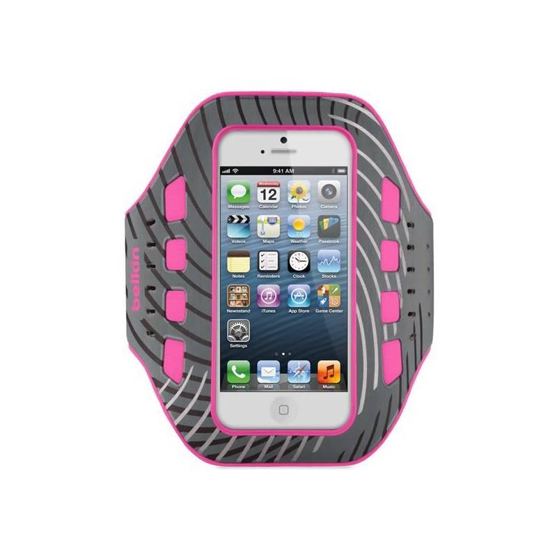 Pouzdro na mobil Belkin ProFit Armband pro iPhone 5 (F8W107vfC02) šedé/růžové (rozbalené zboží 8214028000), pouzdro, mobil, belkin, profit, armband, pro, iphone, f8w107vfc02, šedé, růžové