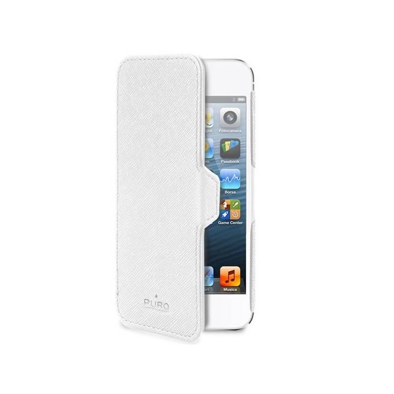 Pouzdro na mobil Puro Booklet Ultra Slim pro Apple iPhone 5 (IPC5BOOKWHI) bílé, pouzdro, mobil, puro, booklet, ultra, slim, pro, apple, iphone, ipc5bookwhi