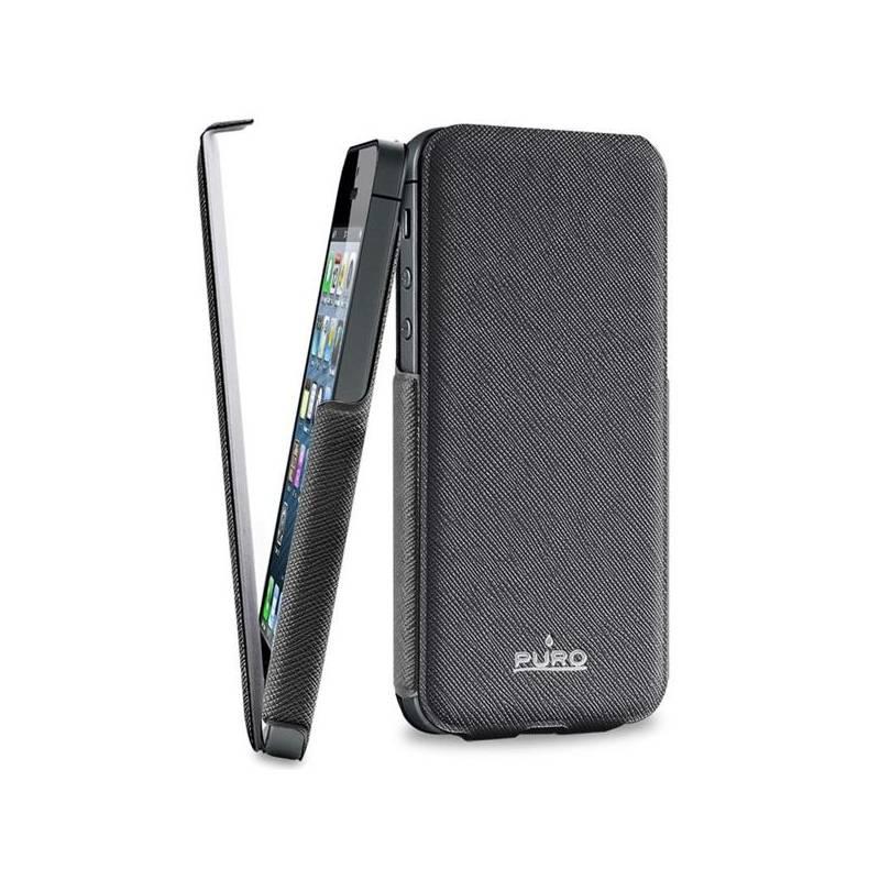 Pouzdro na mobil Puro Flipper Ultra Slim pro Apple iPhone 5 (IPC5FLIPBLK) černé (rozbalené zboží 8414002285), pouzdro, mobil, puro, flipper, ultra, slim, pro, apple, iphone, ipc5flipblk