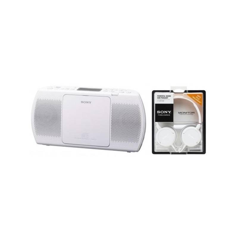 Radiopřijímač s CD Sony ZSP-E40X100WPI + sluchátka MDRZX100W (ZSPE40X100WPI.YS) bílý, radiopřijímač, sony, zsp-e40x100wpi, sluchátka, mdrzx100w, zspe40x100wpi