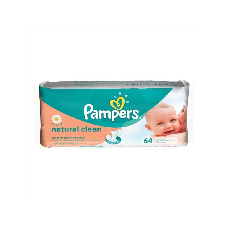 Ubrousky čistící Pampers Natural Clean 1x64ks, ubrousky, čistící, pampers, natural, clean, 1x64ks