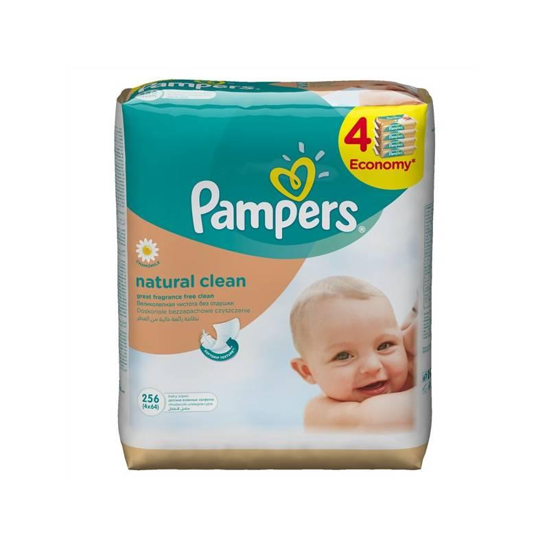 Ubrousky čistící Pampers Natural Clean 4x64ks, ubrousky, čistící, pampers, natural, clean, 4x64ks