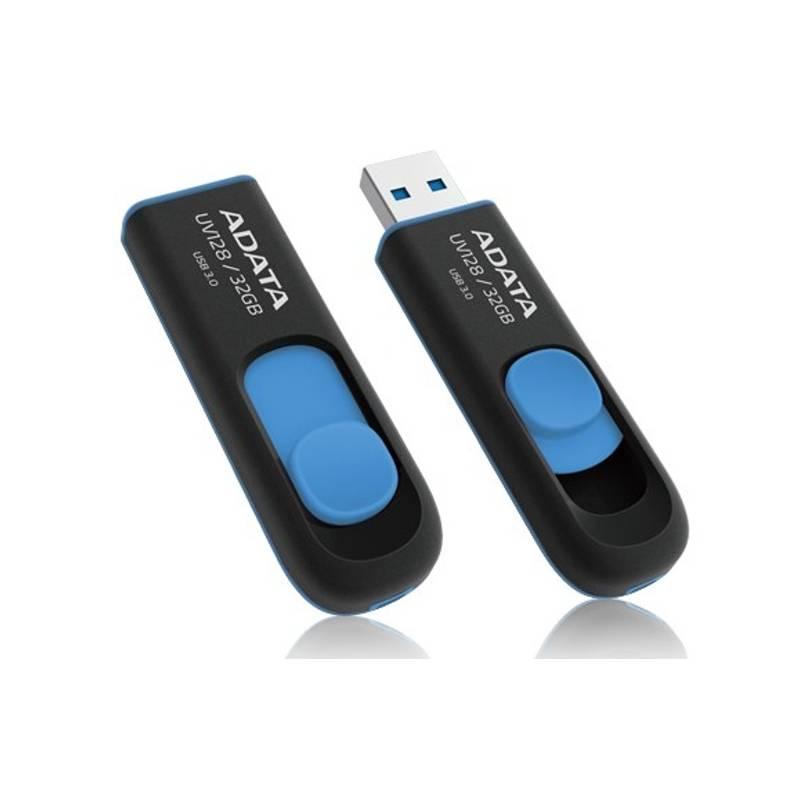 USB flash disk A-Data DashDrive UV128 32GB (AUV128-32G-RBE) černý/modrý, usb, flash, disk, a-data, dashdrive, uv128, 32gb, auv128-32g-rbe, černý, modrý