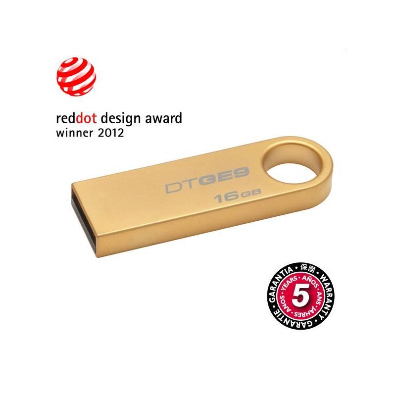 USB flash disk Kingston DataTraveler GE9 16GB (DTGE9/16GB) zlatý, usb, flash, disk, kingston, datatraveler, ge9, 16gb, dtge9, zlatý