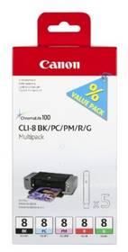 Inkoustová náplň Canon CLI-8 Bk/PC/PM/R/G (0620B027) černá/červená/modrá/žlutá