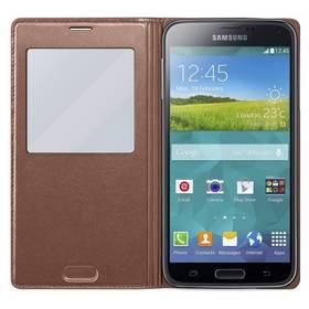 Kryt na mobil Samsung EF-CG900BF flip S-View pro Galaxy S5 (SM-G900) (EF-CG900BFEGWW) zlatý