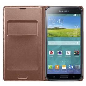 Kryt na mobil Samsung EF-WG900BF flip s kapsou pro Galaxy S5 (SM-G900) (EF-WG900BFEGWW) zlatý